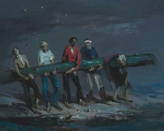 1224
Constantine Cherkas
1919-2011
Men carrying a log
Oil on canvas
Signed lower left: Constantine
20" H x 30" W
Estimate: $600 - $800
