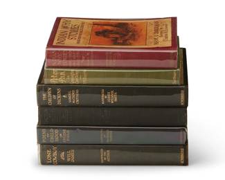 1041
1904-1932
A group of Scribner's illustrated children's hardcover books
Six works:

Field, Eugene. "Poems of Childhood." Illustrated by Maxfield Parrish. New York: Charles Scribner's Sons, 1904
Inscribed and signed by the illustrator's wife, Lydia Parrish

Field, Eugene. "Poems of Childhood." Illustrated by Maxfield Parrish. New York: Charles Scribner's Sons, 1904
Later printing

Barrie, J. M. "Peter Pan in Kensington Gardens." Illustrated by Arthur Rackham. New York: Charles Scribner's Sons, 1910
First Edition thus

Linderman, Frank B. "Indian Why Stories: Sparks from War Eagle's Lodge-Fire." Illustrated by Charles Russell. New York: Charles Scribner's Sons, 1915
First Edition

Crothers, Samuel McChord. "The Children of Dickens." Illustrated by Jessie Willcox Smith. New York: Charles Scribner's Sons, 1925
First Edition

James, Will. "Lone Cowboy: My Life Story." New York: Charles Scribner's Sons, 1932

6 pieces
Largest: 9.5" H x 7.375" W x 1.5" D
Estimate: $400 - $600