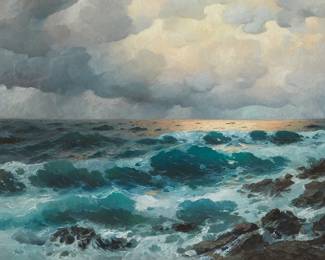 1194
Alexander Dzigurski
1911-1995
Rough seas and clouds
Oil on canvas laid to canvas
Signed lower right: A. Dzigurski
24.25" H x 30.25" W
Estimate: $1,000 - $1,500
