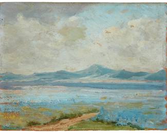 1084
Jean Mannheim
1863-1945
California landscape
Oil on Masonite
Signed lower left: J. Mannheim
11.875" H x 15.5" W
Estimate: $800 - $1,200