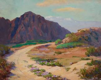 1216
Ada Belle Champlin
1875-1950
Desert landscape
Oil on Masonite
Signed lower left: Ada Belle Champlin
20" H x 24" W
Estimate: $700 - $900