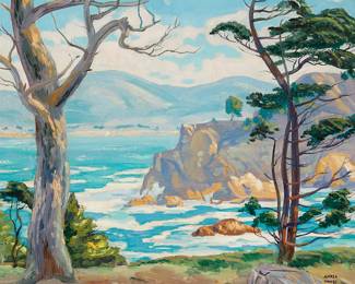 1189
Alfred Wands
1904-1998
"Point Lobos"
Oil on canvasboard
Signed lower right: Alfred Wands; titled by repute
20" H x 24" W
Estimate: $500 - $700