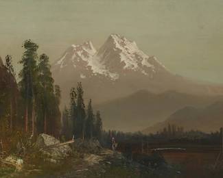 1176
Late 19th century American School
Mt. Shasta landscape
Oil on canvas laid to canvas
Signed lower right: Weber
22" H x 36" W
Estimate: $600 - $800
