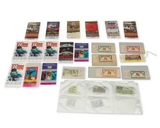 1026
1921-2018
A collection of Pasadena Rose Bowl tickets
Comprising approximately ninety original tickets to the Pasadena Rose Bowl football game, with some duplicate years, including from 1921, 1925, 1926, 1928, 1929, 1930-1996, 1999, 2002, 2003, 2007, 2017, & 2018, all housed in sleeves within a binder, together with a hardcover book:

Samuelsen, Rube. "The Rose Bowl Game." Garden City: Doubleday & Company, Inc., 1951
First Edition, signed and inscribed by the author
Binder: 11.75" H x 10.75" W x 2.25" D
Estimate: $1,000 - $2,000