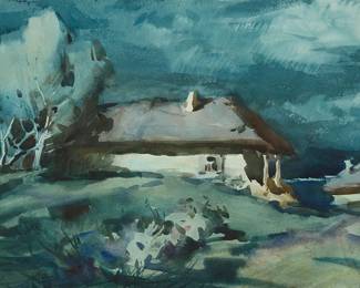1262
Sergei Bongart
1918-1985
Landscape in blues
Watercolor on paper
Appears unsigned
Sight: 18.75" H x 20.25" W
Estimate: $600 - $800