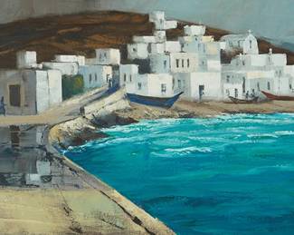 1225
Ralph Hulett
1915-1974
Coastal scene
Oil on canvas
Signed lower right: Ralph Hulett
24" H x 48" W
Estimate: $2,000 - $3,000