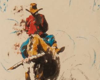 1020
Armin Carl Hansen
1886-1957
"Del Monte Guest Ranch," 1937
Watercolor, ink, and traces of graphite on paper
Signed and dated in ink lower right: Armin Hansen / 37
Sight: 5.5" H x 2.375" W
Estimate: $600 - $800