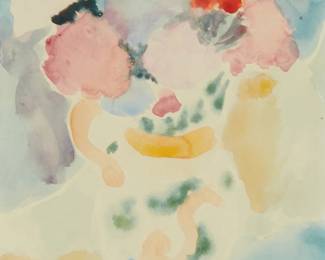 1088
Mabel Alvarez
1891-1985
Still life flowers in a vase
Watercolor on paper
Signed in pencil lower right: Alvarez
Sight: 11.5" H x 8.5" W
Estimate: $800 - $1,200