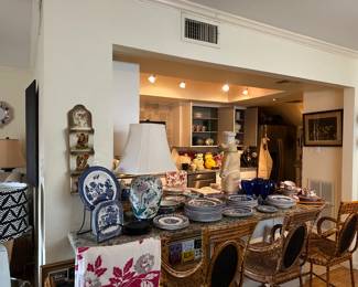 Beginning of kitchen views (adjacent to living area).  Lots of Blue & White Blue Willow pattern from different makers.