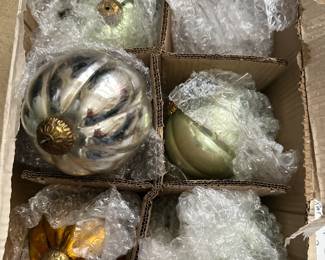 Several boxes of vintage German mercury glass ornaments