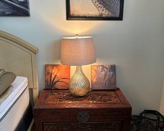 Size medium of the 3 matching stacking carved chests.  
