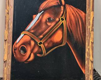 Vtg Velvet Horse Painting