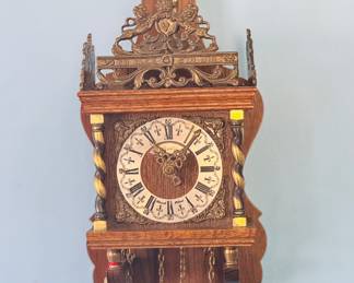 Antique Zaans Dutch Wall Clock Oak Bronze