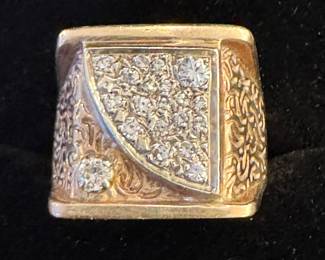 Men's Vtg Diamond 10K Gold Ring