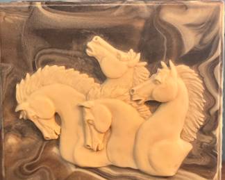 Incolay Stone Jewelry Box 4 Wild Horses
