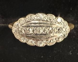 Vtg Diamond 14 K Yellow Gold