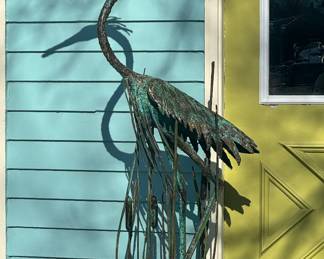 Large Outdoor Brass Blue Heron
