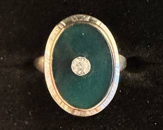 Jade, Diamond 10 K Ring