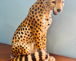 Giovanni Ronzan Midcentury Ceramic Cheetah Sculpture