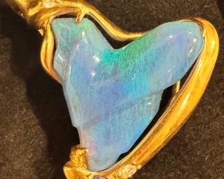 Free Form Opal & Diamond, Amethyst Pendant