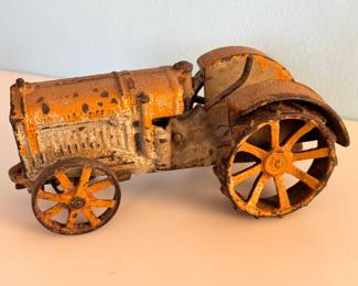 Vtg Cast Iron Tractor Toy