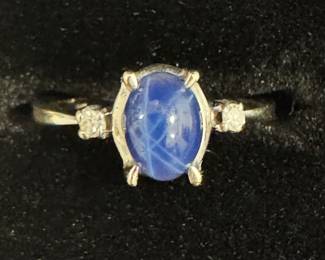 Star Sapphire Diamond 14 K Gold Ring