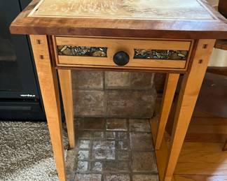 Cute inlaid handmade? table. Nice woods