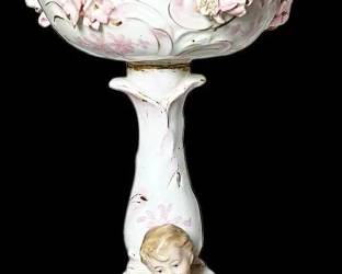 Porcelain Cherub Oil Lamp