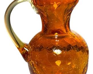 Orange Crackle Glass Vase