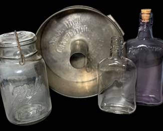 Vintage Advertising Bundt Pan and Mason Jar