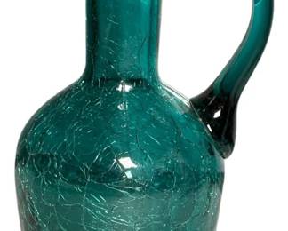 Mini Teal Crackle Glass Vase