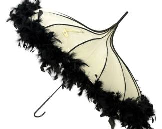 Ivory Parasol with Feathers