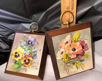 2 Floral Prints on Wood $6.00