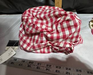 Red and White Check Hat $5.00