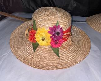 Straw Hat with Flowers $6.00