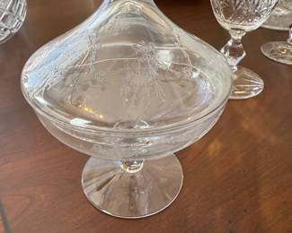 Cambridge rose point candy dish