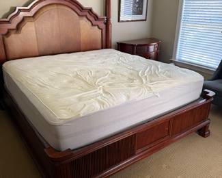 Presale item priced at 1750. Mint 5 piece kingsize bedroom set which includes bed, 2 nightstands, dresser, armoir. Set is Walter E smith by Demi-lune.