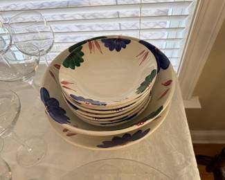 Roma Italian hand painted set of 9 bowls