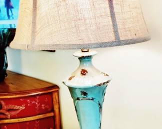VINTAGE TURQUOISE CERAMIC LAMP (HAVE 2)