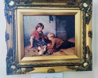 VINTAGE REPRODUCTION CHILDREN & RABBITS