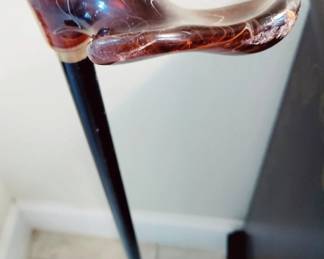 AMBER ACRYLIC CANE WITH CHERRY WOOD 