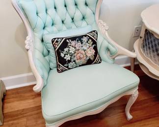 MID-CENTURY FRENCH PROVINCIAL (2) UPHOLSTERED CHAIRS