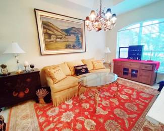 ROBB & STUCKY DOWN 3 SEAT SOFA, ONE OF MANY GORGEOUS AREA RUGS