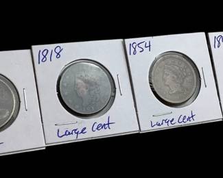 TN170 4 Large Cents, 1803, 1818, 1844 & 1854