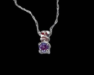 ANMC752 10k Stamped Pendant Purple pendant with stamped chain