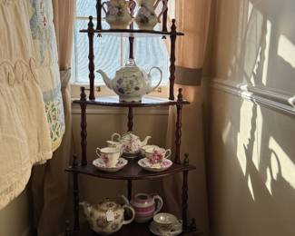 Vintage teapots, cups and saucers