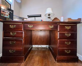 Small office desk with bottom filing drawers