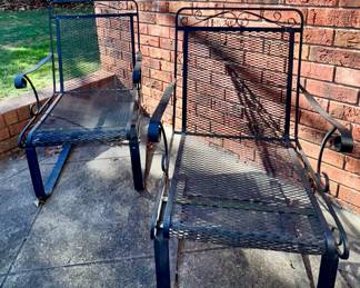 Vintage wrought iron patio armchair rockers