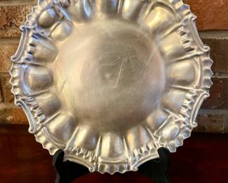 Sterling silver milk glass platter