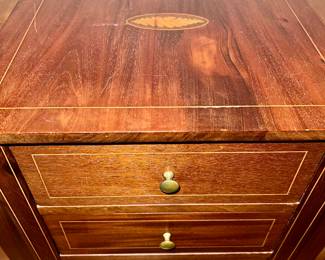 Top view of inlaid sewing cabinet